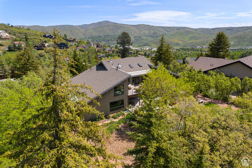Aerial view of a mountain backdrop