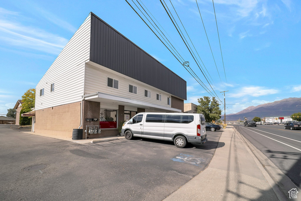Exterior space with a mountain view