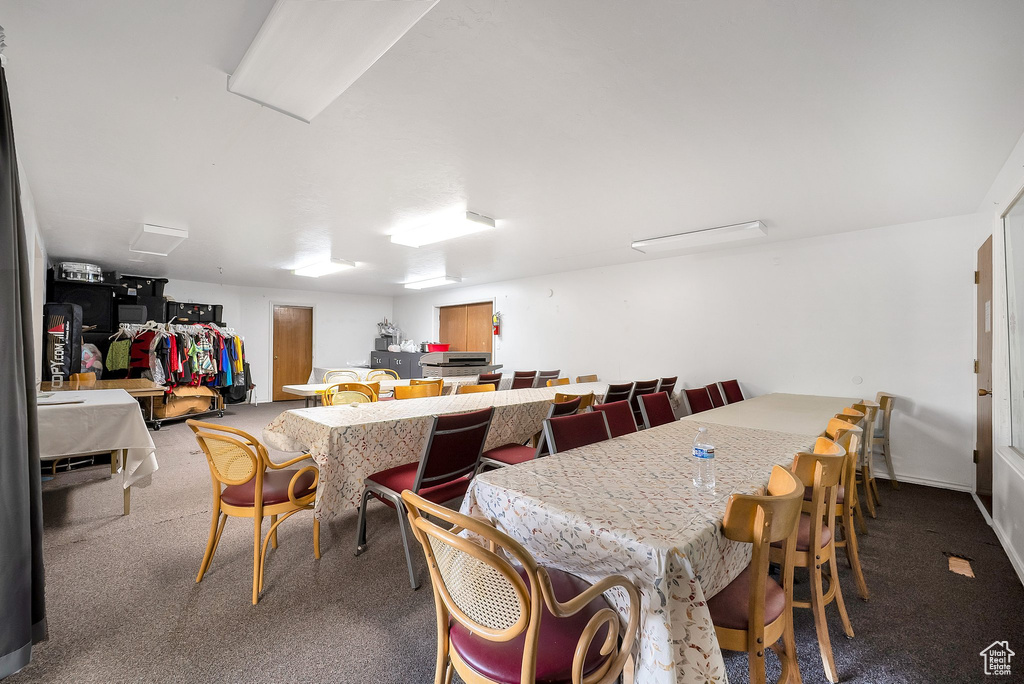 View of carpeted dining area