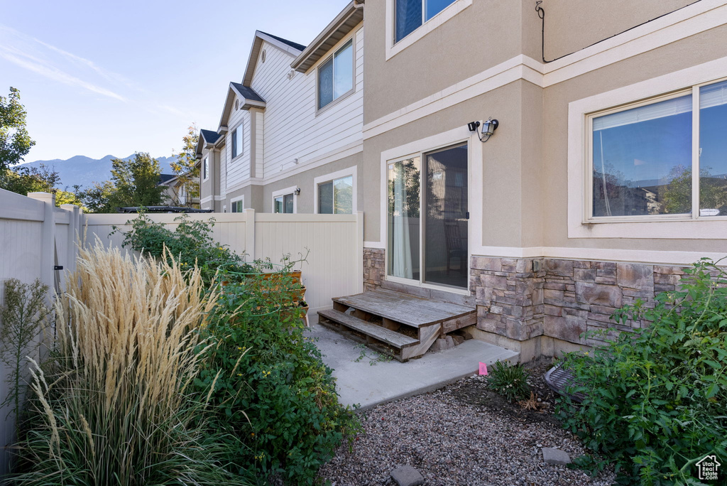 Exterior space with a mountain view