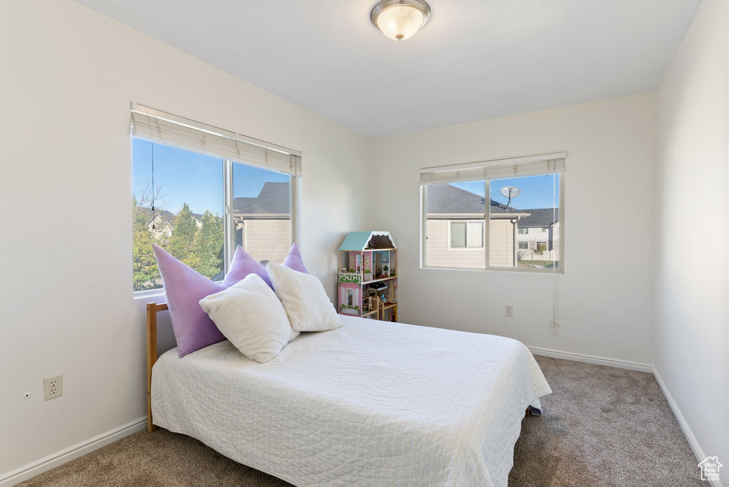 Bedroom with carpet floors