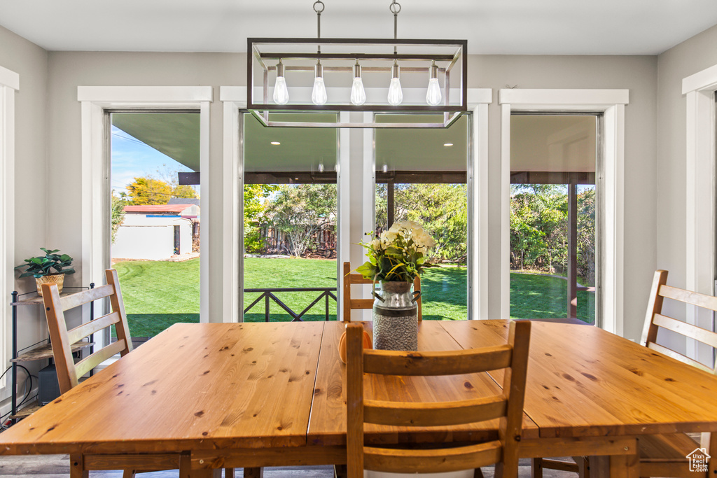 Dining room featuring a healthy amount of sunlight