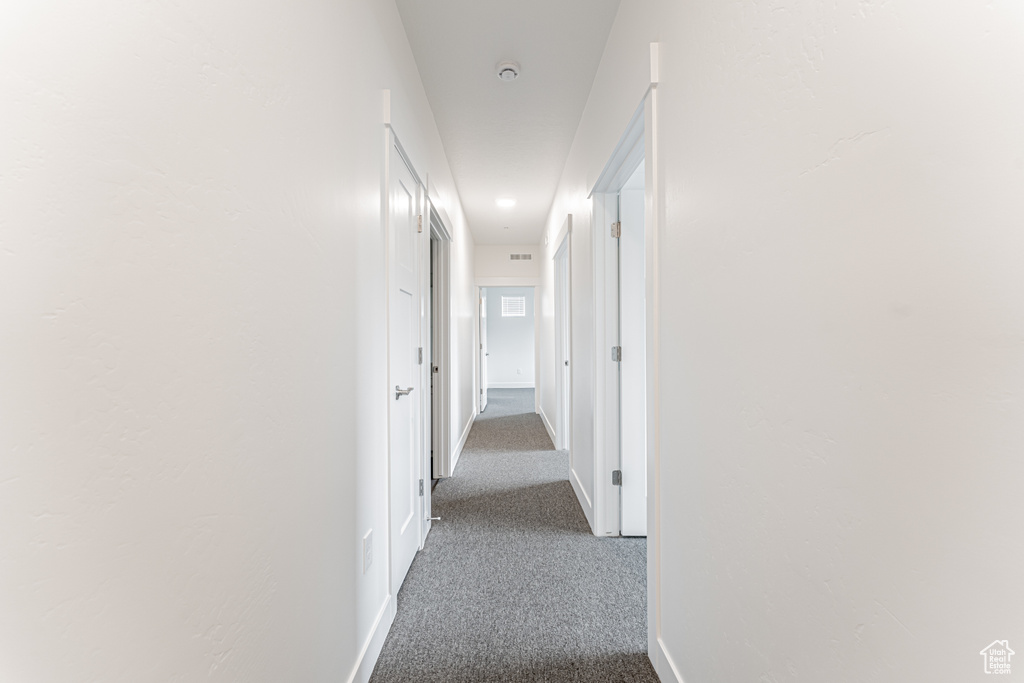 Hall featuring carpet flooring and baseboards