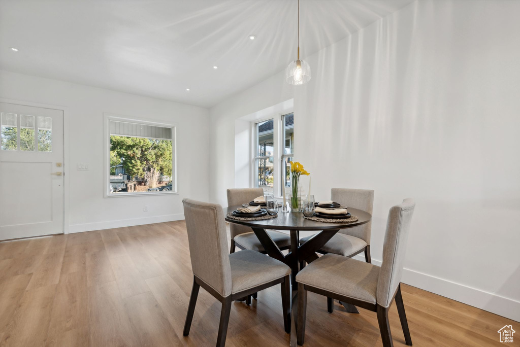 Dining area featuring light hardwood / wood-style flooring