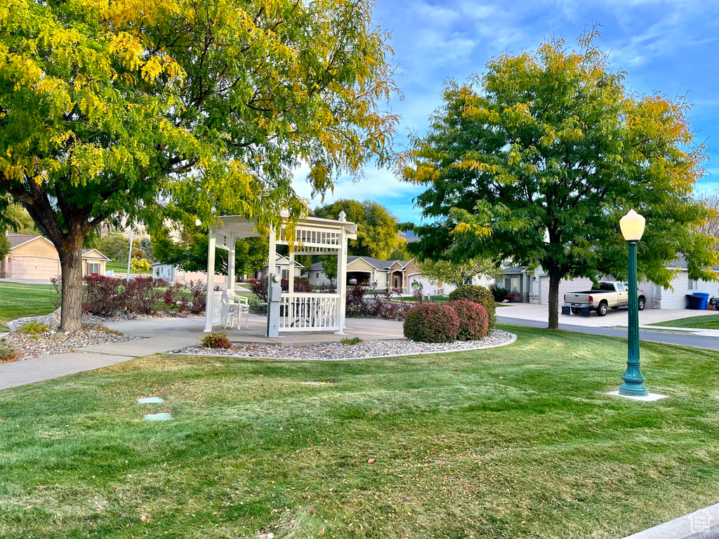 View of community featuring a lawn