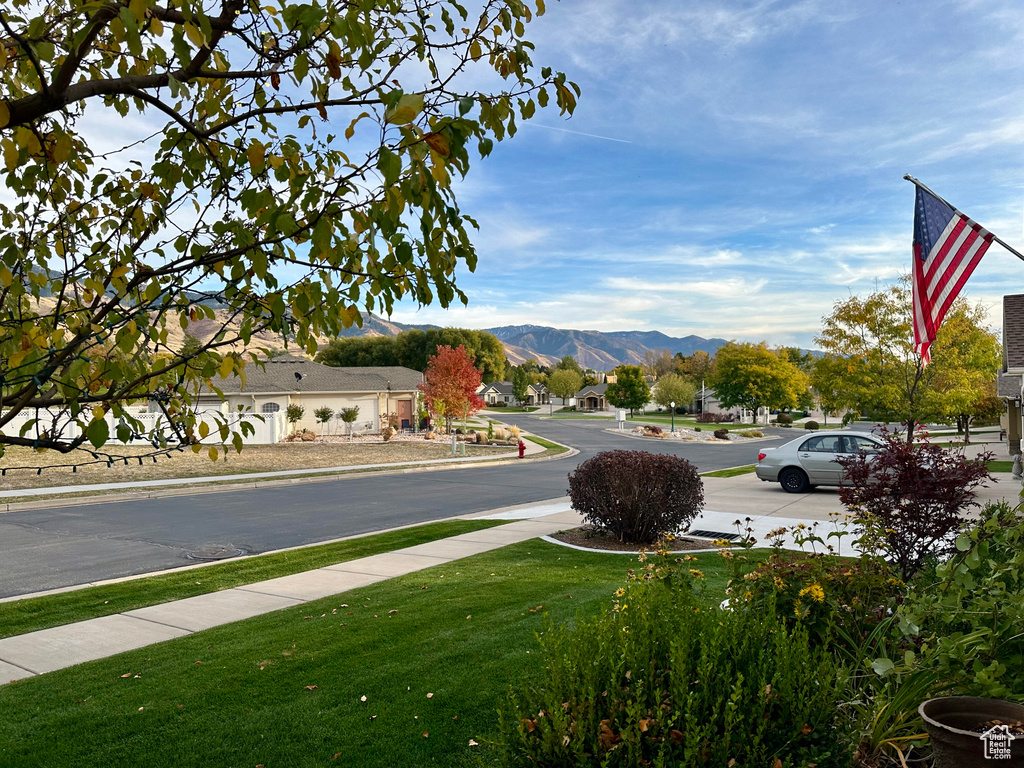 View of street featuring a mountain view