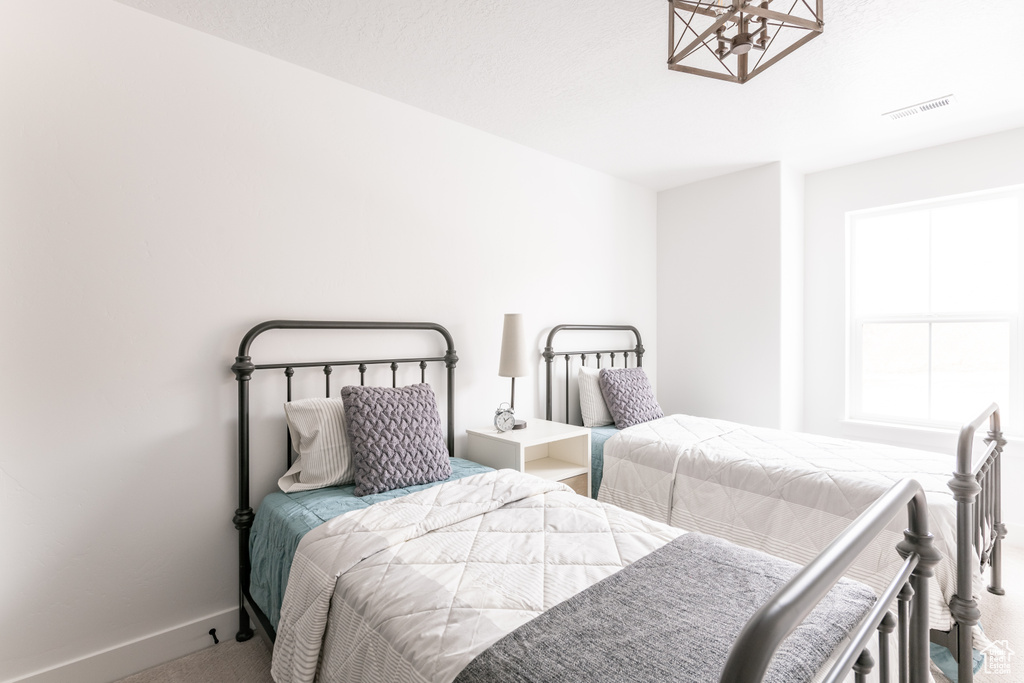 Bedroom with carpet