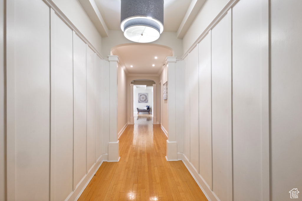 Hall featuring light hardwood / wood-style floors