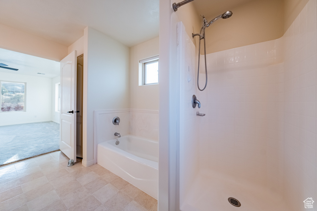 Bathroom featuring plus walk in shower