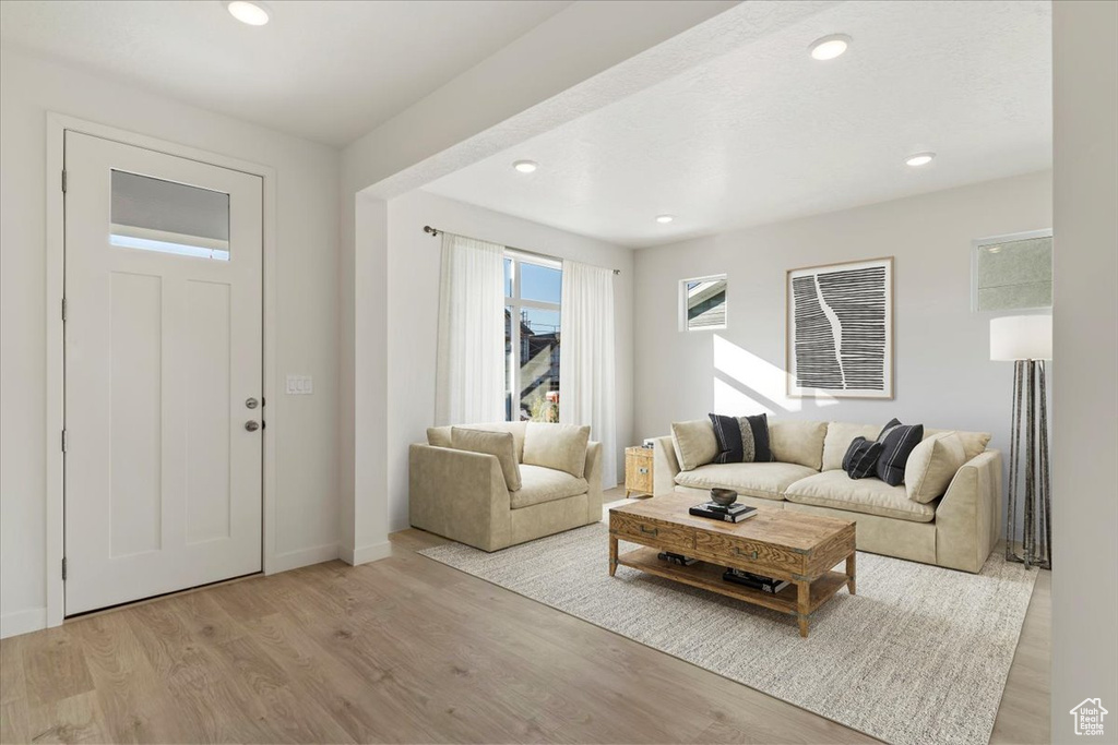 Living room featuring light wood-type flooring