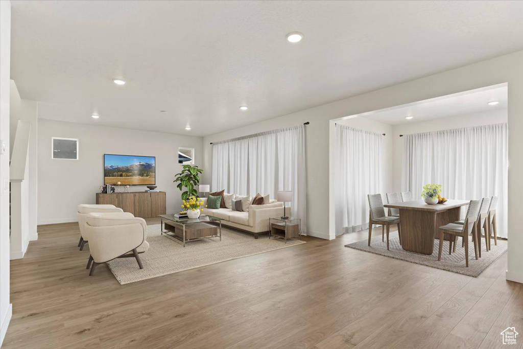 Living room featuring light wood-type flooring