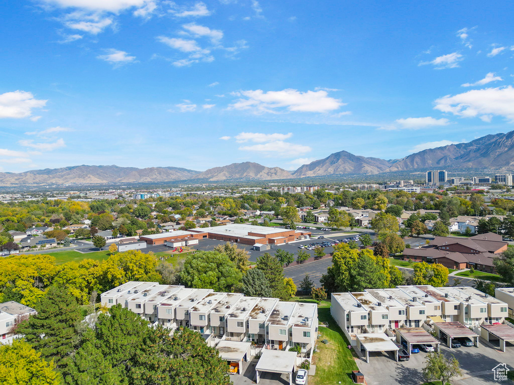 Drone / aerial view with a mountain view