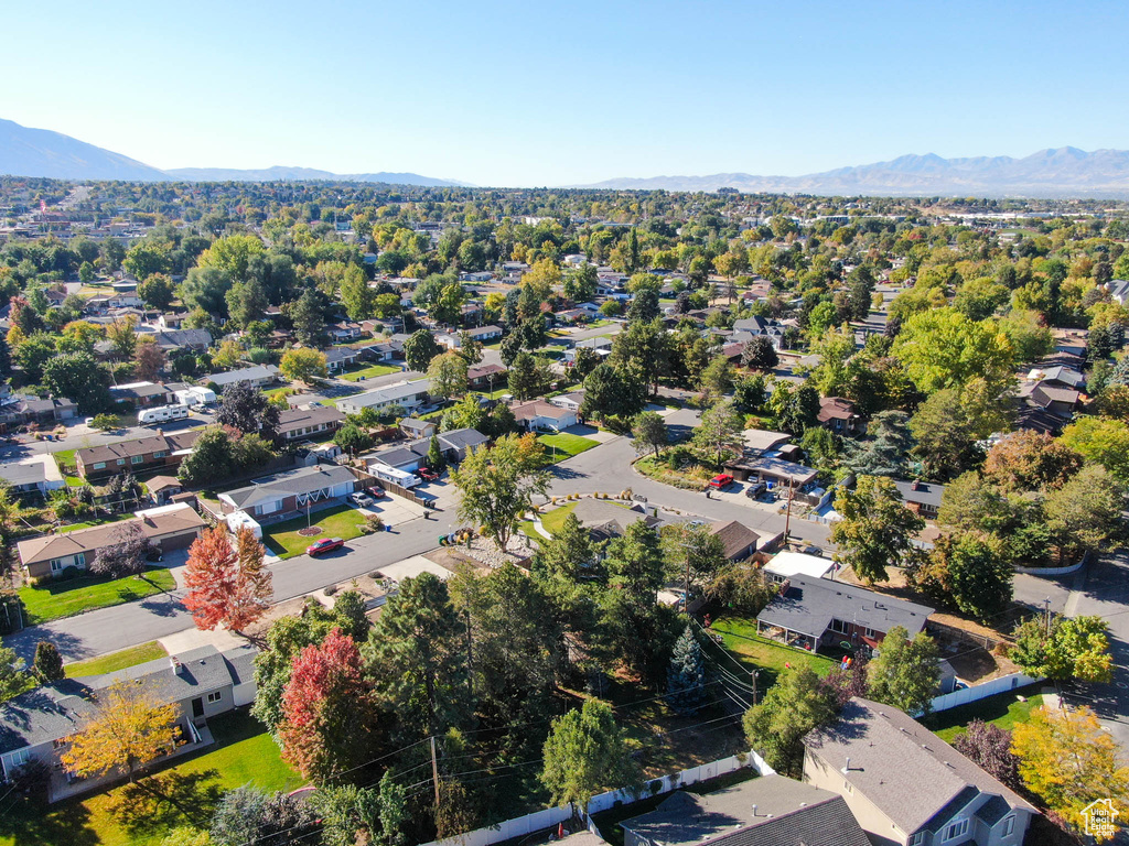 Drone / aerial view with a mountain view