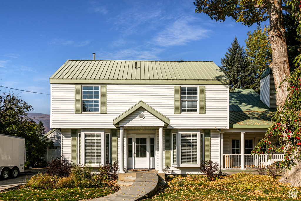 View of front of home with a porch