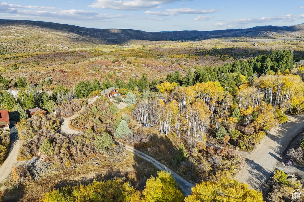 Birds eye view of property featuring a mountain view