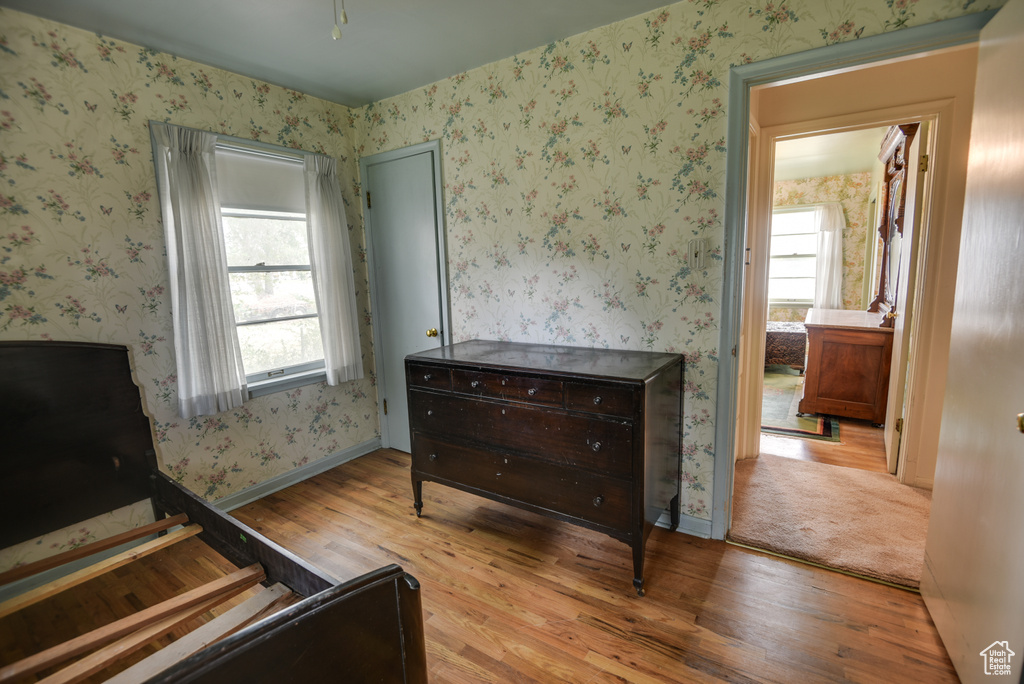 Bedroom with light wood-type flooring