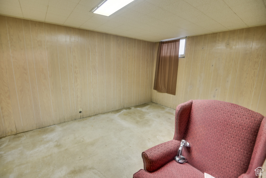 Living area with wooden walls
