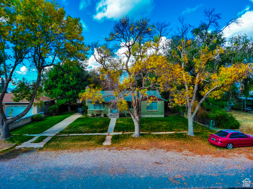 View of front of home with a front yard