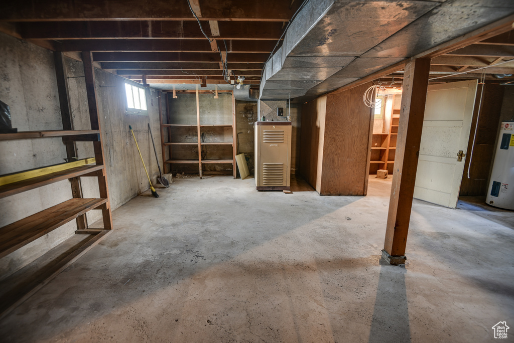 Basement with water heater