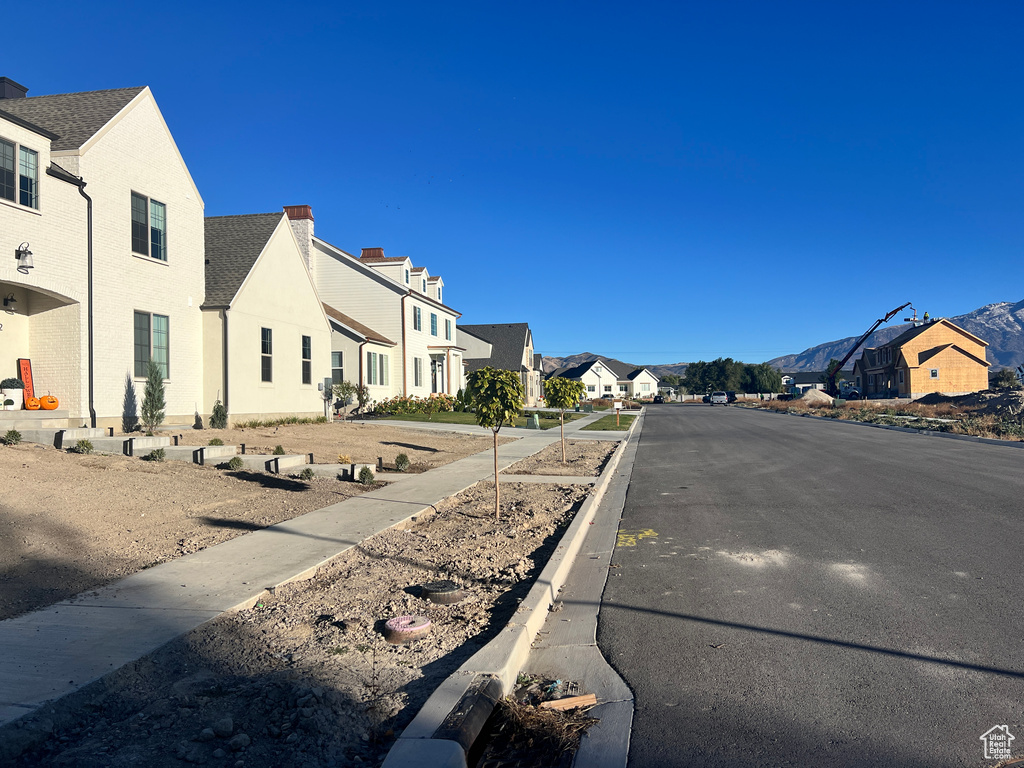 View of street with a mountain view