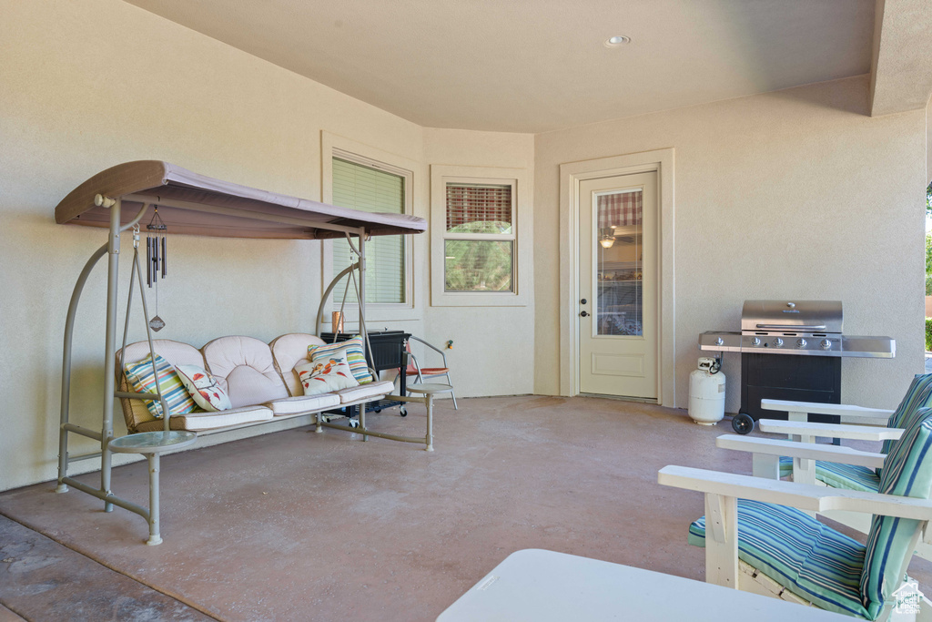 View of patio with grilling area