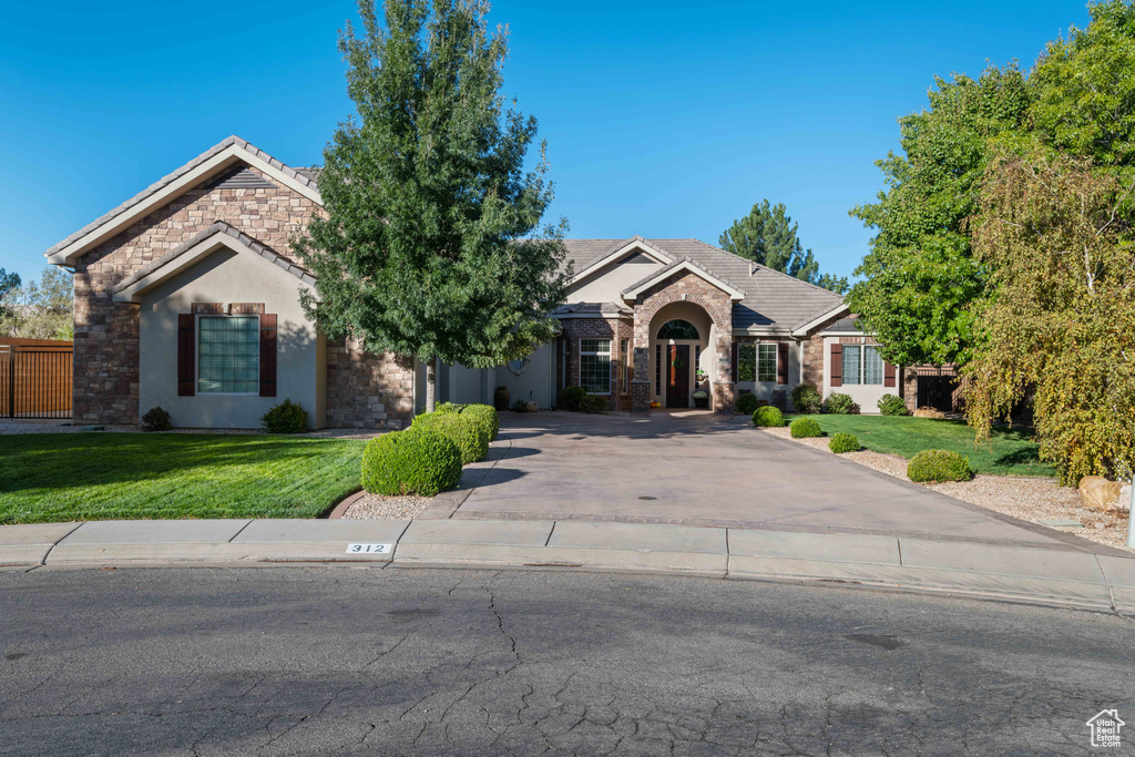 View of front of home with a front yard