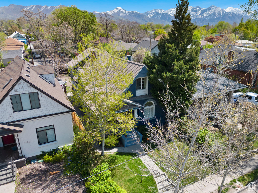 Drone / aerial view with a mountain view