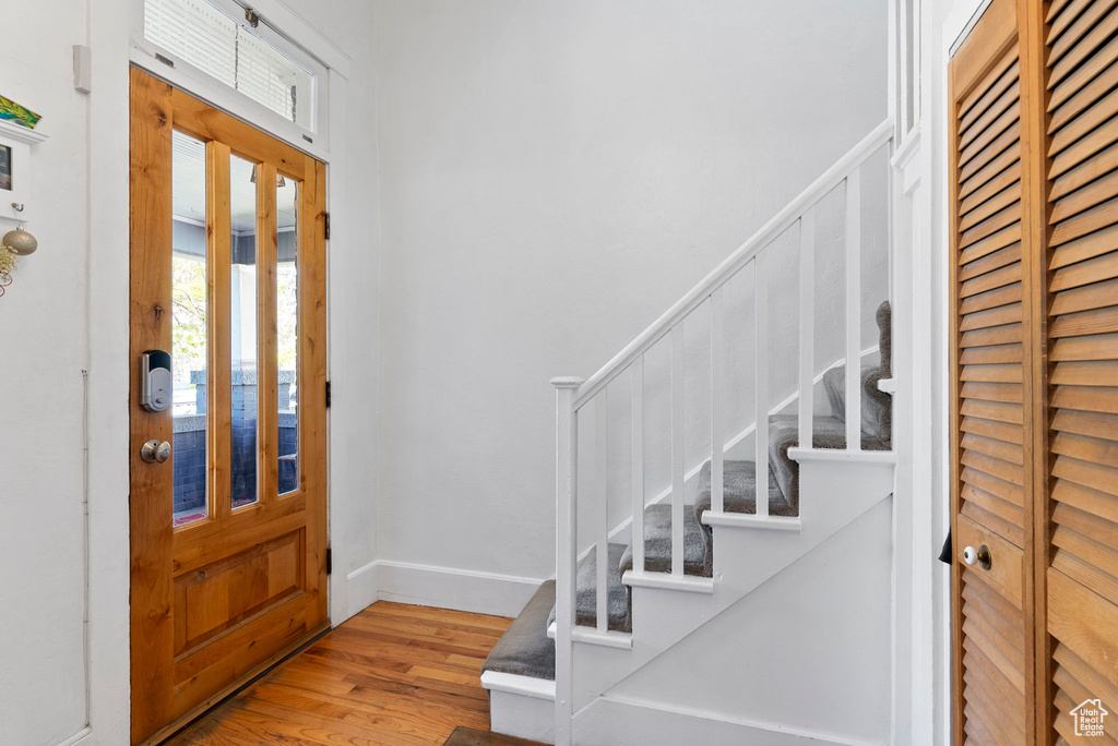 Foyer featuring light hardwood / wood-style floors