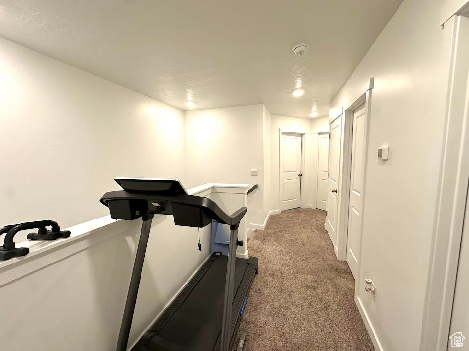 Workout area with carpet flooring