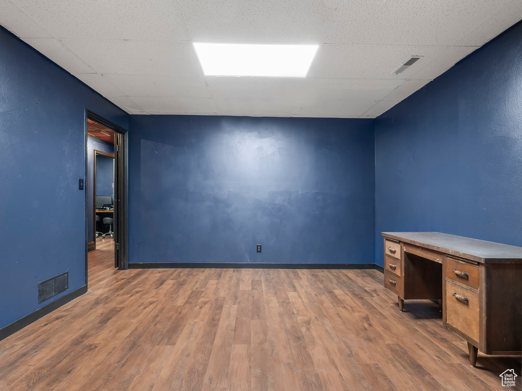 Interior space featuring dark wood-type flooring