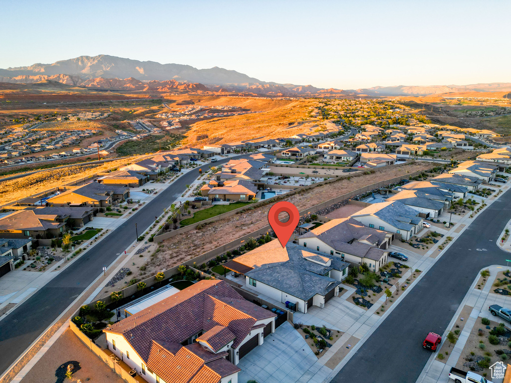 Bird\'s eye view featuring a mountain view