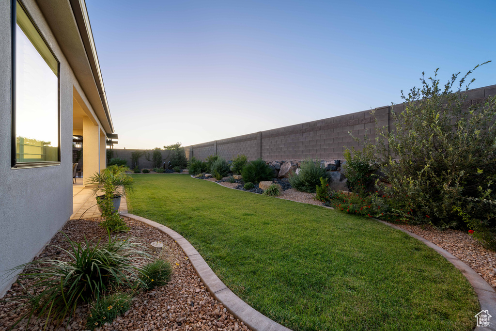 View of yard at dusk