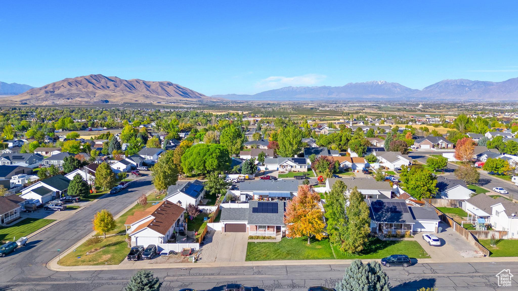 Aerial view featuring a mountain view