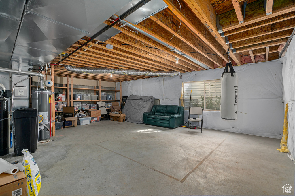 Basement with water heater