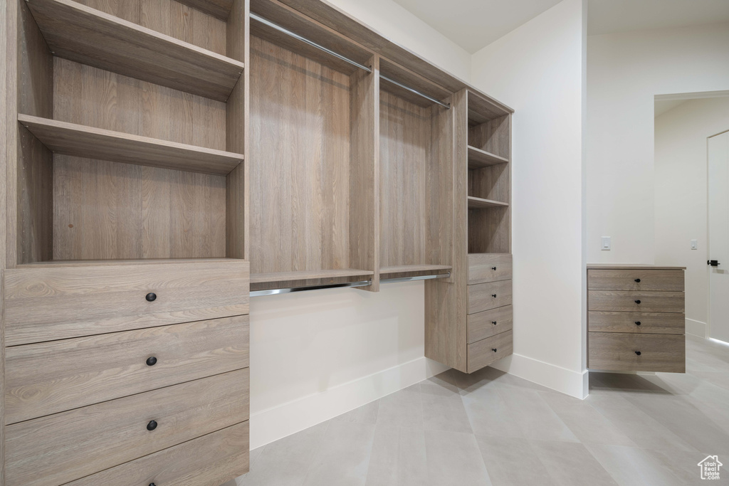 Spacious closet with built in desk