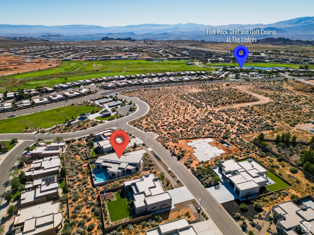 Drone / aerial view featuring a mountain view