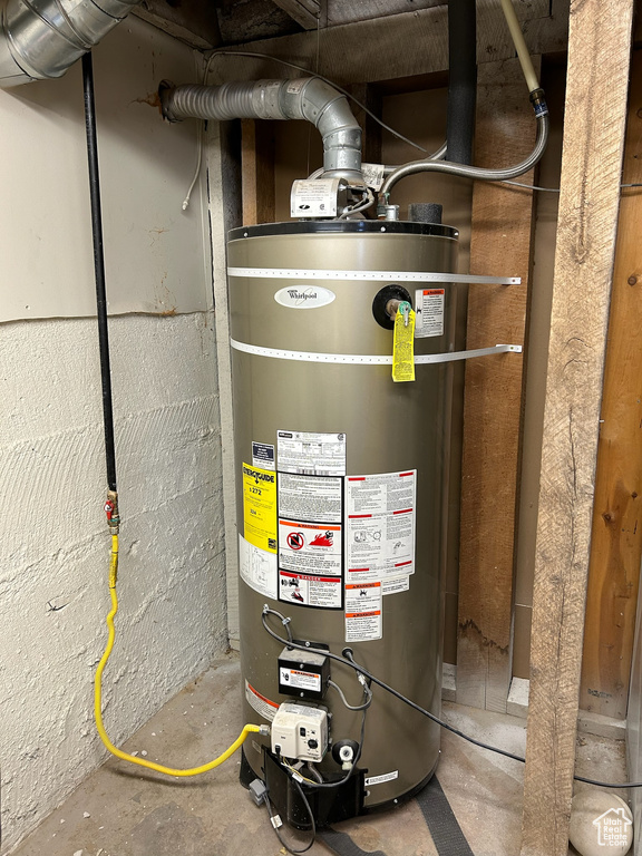 Utilities featuring gas water heater