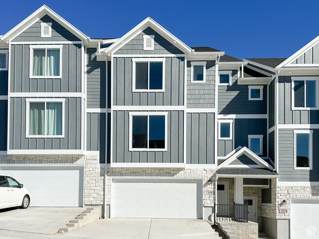 View of front of house with a garage