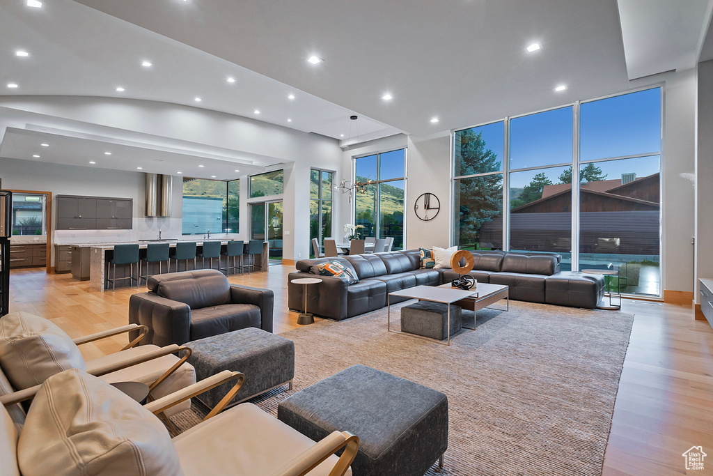 Living room featuring light wood-type flooring