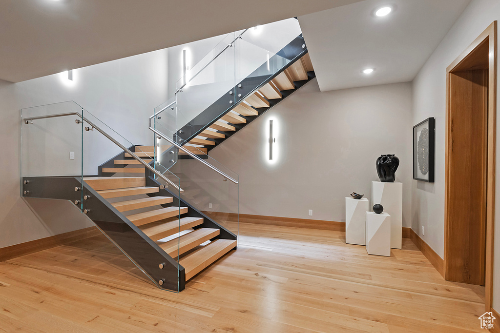 Stairway with wood-type flooring