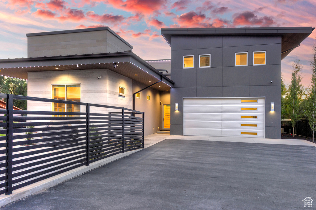 Contemporary house with a garage