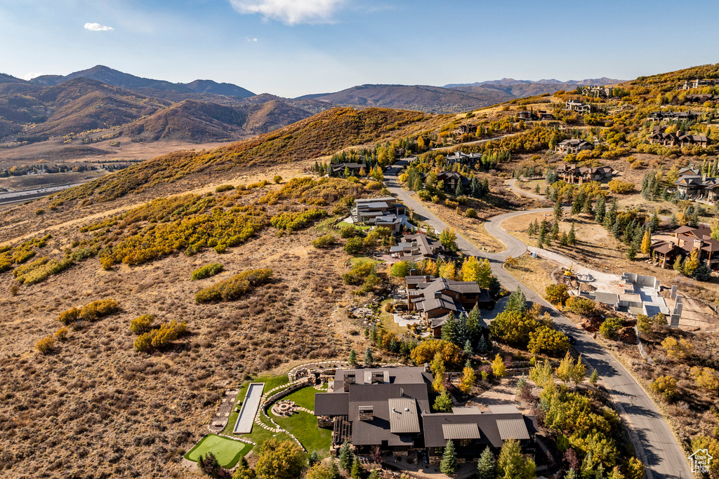 Aerial view of a mountainous background