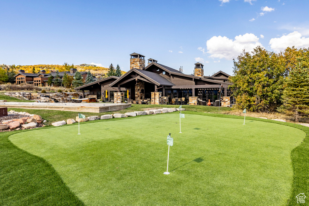 View of community with a putting area