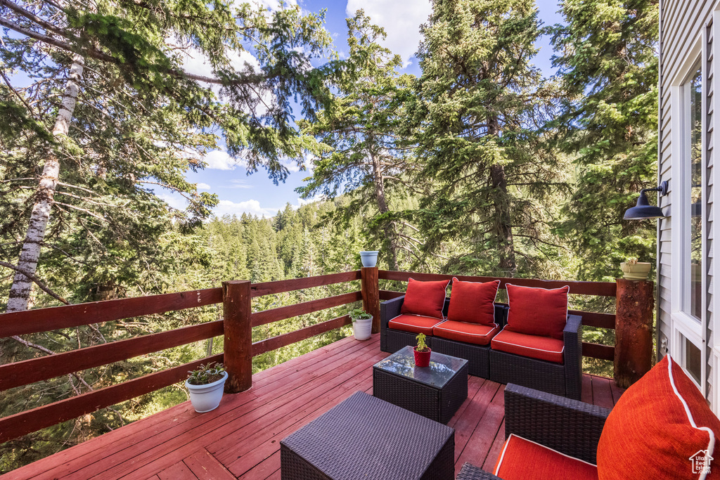 Deck featuring an outdoor living space