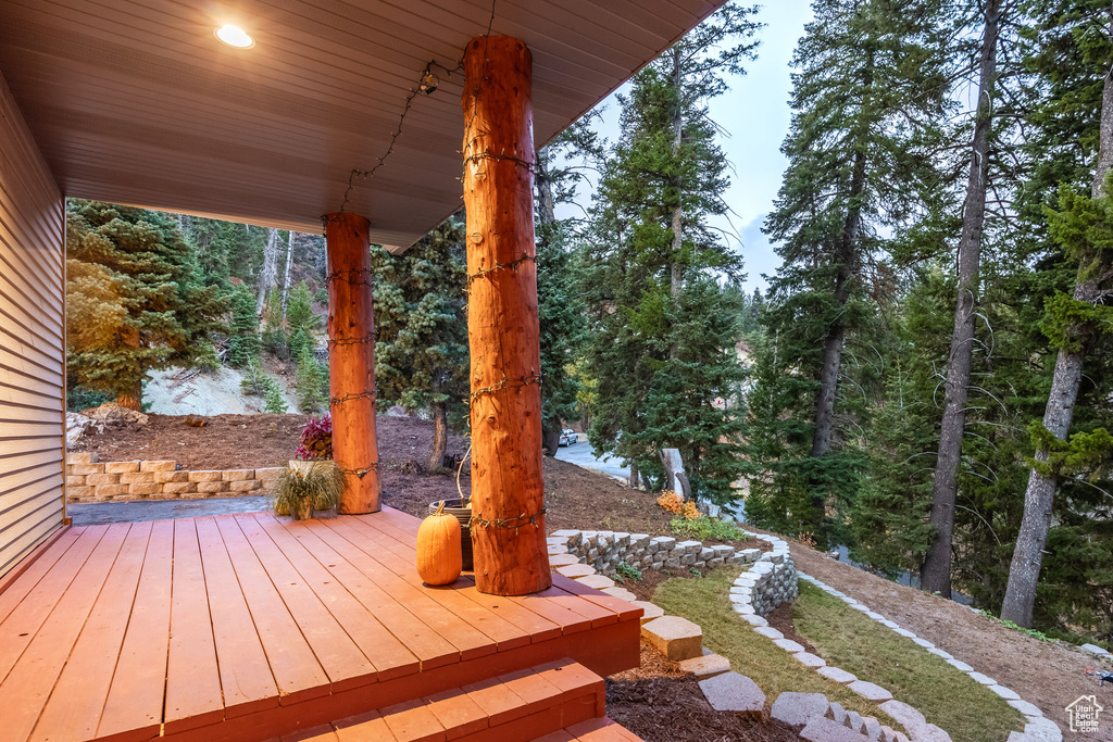 View of wooden deck