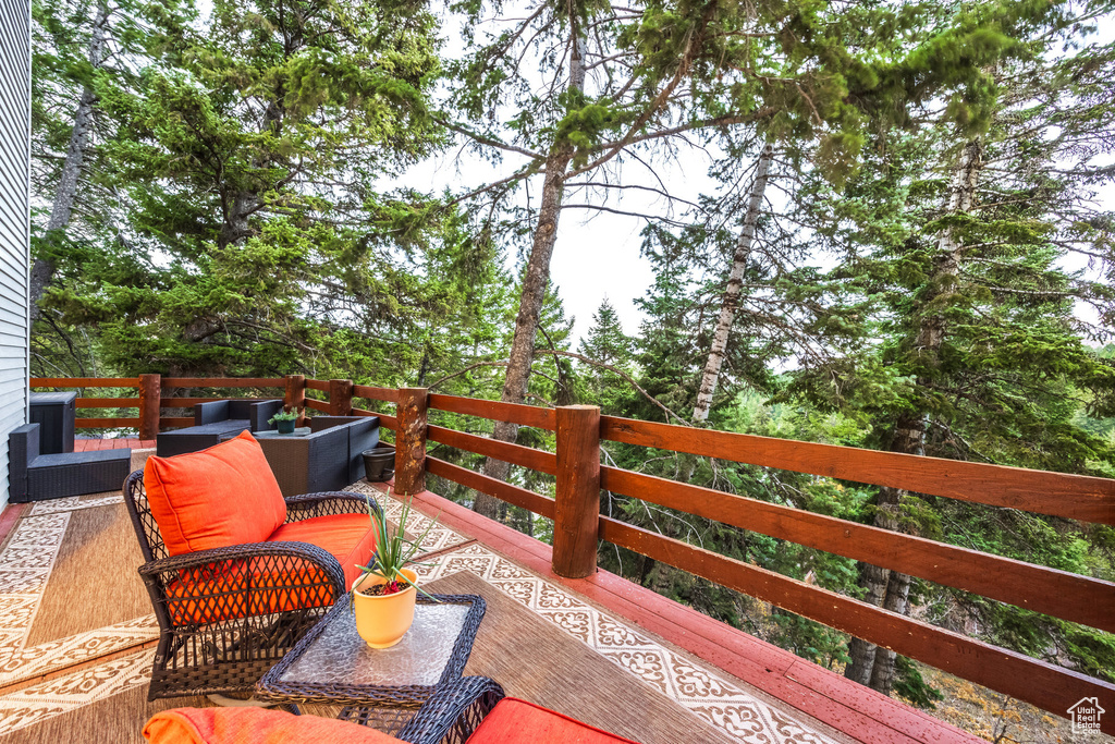 View of wooden deck