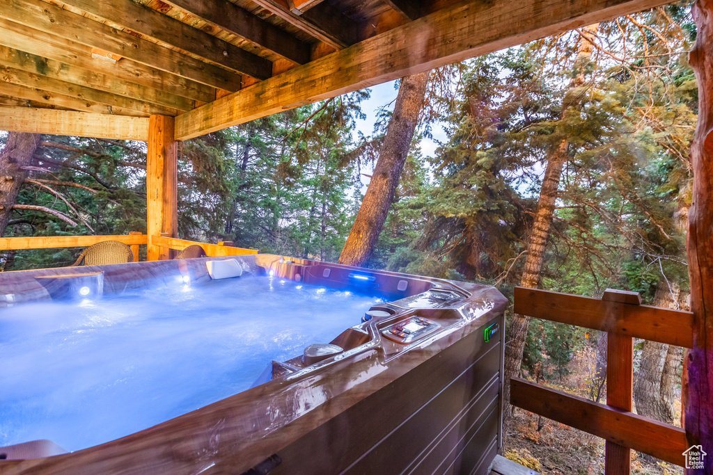 Deck with a hot tub
