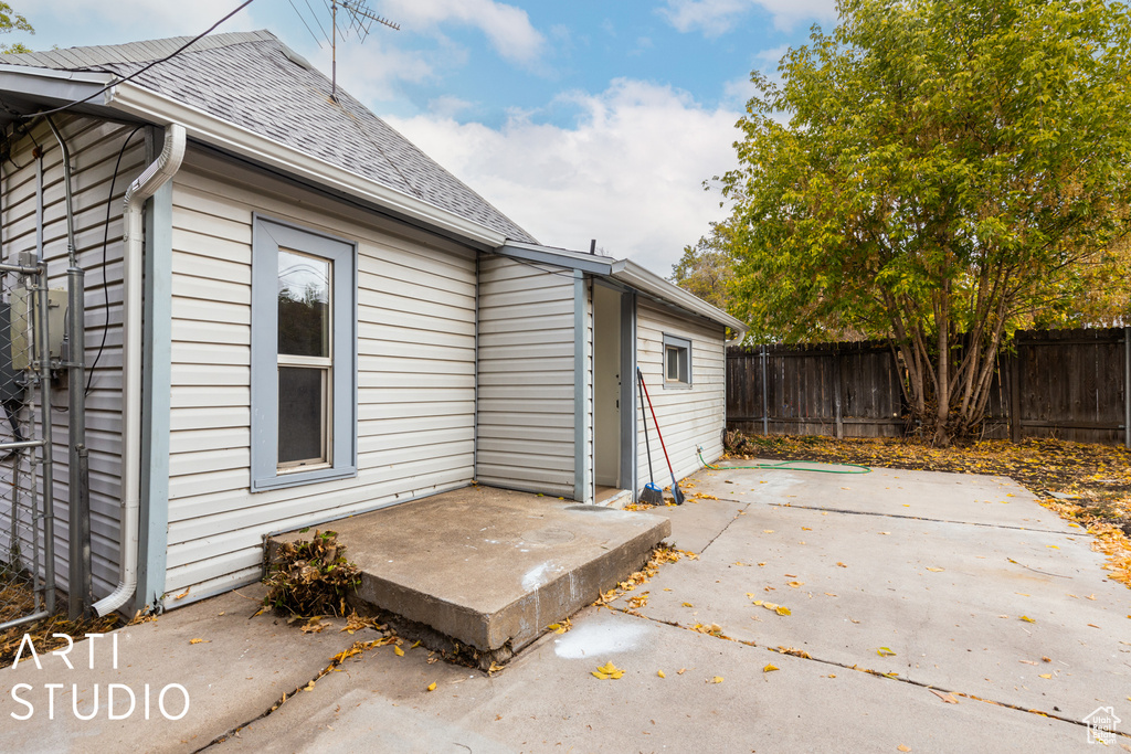 Exterior space with a patio