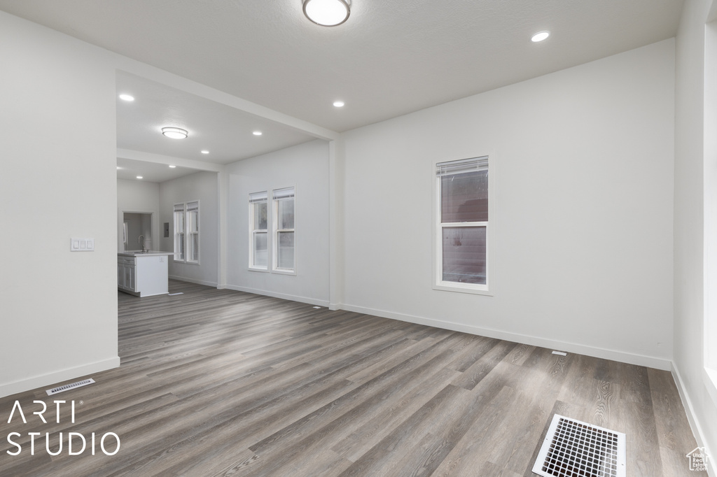 Spare room featuring light hardwood / wood-style floors