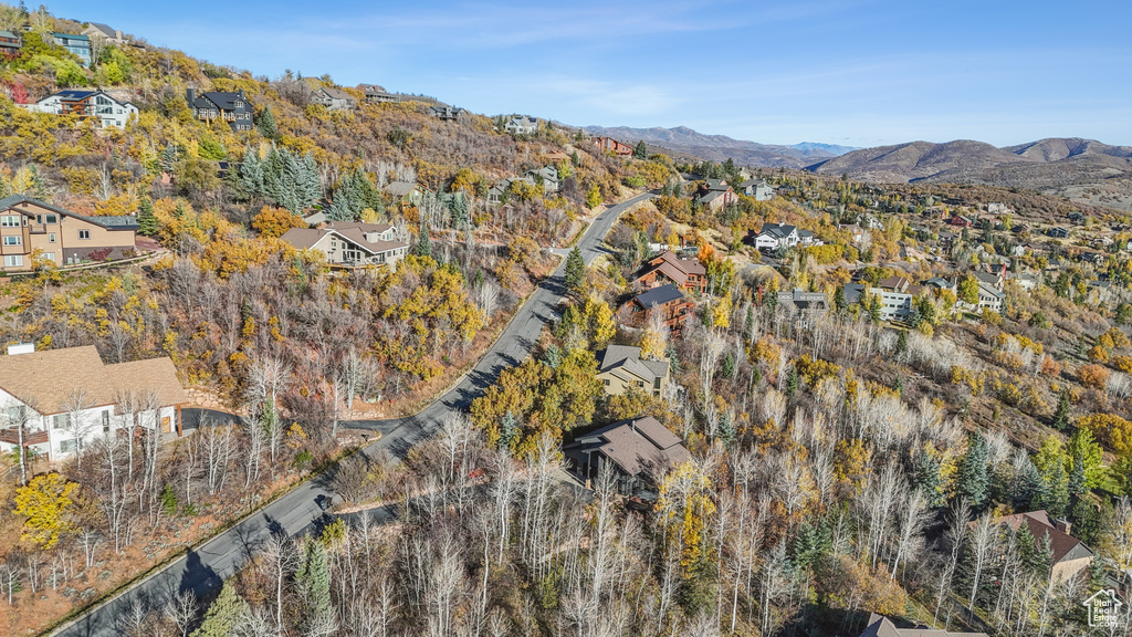 Drone / aerial view with a mountain view